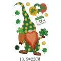 St. Patrick's Day gnome heat transfer sticker for clothes, size 13.9x22cm. - Gnome Holding Clover Slogan (DH0927)