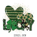 St. Patrick's Day "LUCKY" shamrock themed heat transfer decal for clothes, 23x21.3cm - LUCKY Letter Shamrock Pattern (DF0136)