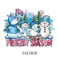 Adorable Christmas snowmen family heat transfer sticker for DIY clothing décor, 24x18cm size - Freezin Season Snowman Family Style(DH2269)
