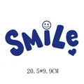 Navy blue SMILE heat transfer decal sticker with heart and smiley icon for clothing - Dark Blue SMILE (AT1341) / 20.5*9.9CM