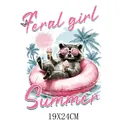19x24cm Summer raccoon wearing pink sunglasses heat transfer print for clothing DIY - DS1469-Raccoon Summer Style / 19x24cm Piece