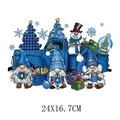 Christmas blue truck and gnomes iron-on heat transfer decal for clothing 24x16.7cm - Blue Retro Truck Gnomes Style(DH2270)