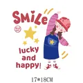 Cartoon girl heat transfer sticker for DIY apparel 17x18cm smile and happy motif - Girl (AT1339) / 17*18cm