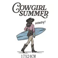 Cowgirl summer heat transfer sticker for clothing, 17x24cm iron-on patch graphic design - DS1489-Retro Cowgirl Surf Style