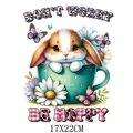 Autocollant de transfert thermique lapin de Pâques dans une tasse à thé, taille 17x22cm - Lapin Dans Une Tasse (DF030)