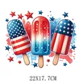 USA flag popsicle heat transfer sticker for DIY clothing 22x17.7cm - Flag Ice Pop Style (DS0366) / 22X17.7CM