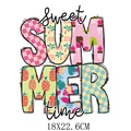 Sweet Summer Time Bügelbild für DIY Kleidung mit bunten Eiscreme- und Palmenmotiven - Sweet Summer Time Typografie Stil (DS0188)