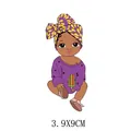 Autocollant de transfert thermique pour bébé fille afro-américaine mignon 3,9x9cm taille - AT1336
