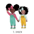 Autocollant de transfert thermique avec deux fillettes afro-américaines, taille 7,3x8 cm - AT1337