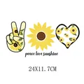 Vibrant sunflower peace love sunshine heat transfer decal for clothing 24x11.7cm size - 24x11.7cm