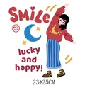 Cartoon girl heat transfer decal for clothes iron-on patch 23x25cm size - Mom (DH1114) / 23*25CM