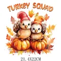 Décalcomanie thermocollante Turkey Squad avec citrouille et feuilles d'érable pour vêtements - Jeune Dindon Citrouille (DS1091)