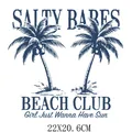 Tropical beach club palm tree design heat transfer sticker for t-shirts 22x20.6cm size - DS1492-Salty Babes Beach Club Style