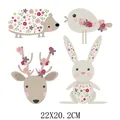 Cute cartoon animal floral heat transfer sticker patch for clothing DIY, 22x20.2cm - 22x20.2cm