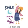 Cartoon girl heat transfer decal iron on patch with Smile Having A Good Day text 16.6x18.4cm - Girl (AT1326) / 16.6*18.4CM