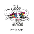 Buffalo head cartoon heat transfer sticker for DIY clothing customization 23x19.5cm - Bull Head with Sunglasses (DH0315) / 23x19.5cm