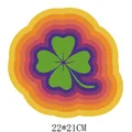 Vibrant rainbow four-leaf clover heat transfer sticker for St. Patrick's Day apparel decor - Rainbow Gradient Four-Leaf Clover (DH1205)