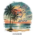 Retro beach summer sunset palm tree heat transfer print iron-on sticker for DIY clothing decoration - DS1495-Salt Water & Sunshine Style