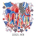 USA Unabhängigkeitstag patriotisches Bügelbild für DIY-Kleidung, Größe 22x21,9cm - USA Feuerwerk-Feier (DS0371)