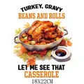 Autocollant de transfert thermique dinde de Thanksgiving et plat à casserole 18x22cm - Rôti de l'Action de Grâce (DS7540)