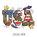 USA Leopardenmuster Heat Transfer Aufkleber für DIY Kleidung am Unabhängigkeitstag, 23x16,9cm - Leoparden-USA-Buchstaben (DS0372)