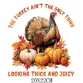 Autocollant de transfert thermique de Thanksgiving avec dinde et citrouilles - Combo Dindon Citrouille (DS0756)