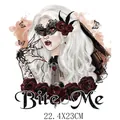 Patch de transfert thermique Halloween vampire Bite Me 22.4x23cm pour vêtements DIY déco - 22.4X23CM