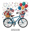 Independence Day DTF heat transfer sticker with festive bicycle and US flag design - Vintage Bicycle Style (DS0536) / 22x21cm
