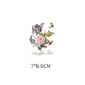 Floral and butterfly heat transfer iron-on decal for T-shirts and bags, 7x8.9cm size - Purple Tulip Mixed Floral Butterfly Style (AT0190) / 7x8.9cm