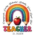 Colorful Teacher rainbow pencil heat transfer decal for school apparel 21.3x22cm size - Rainbow Pencil Apple Style (DS0521)