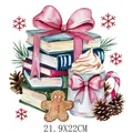 Décalcomanie thermocollante aquarelle livres de Noël et cacao chaud, 21,9x22cm - Style Nœud Livre (DS0853) / 21.9X22CM
