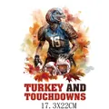 Autocollant de transfert DTF dinde footballeur de Thanksgiving pour t-shirt 17.3x22cm - Joueur de Dindon (DS0757)