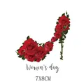 Elegant red rose high-heel heat transfer patch for Women's Day, 7x8 cm garment decal - Rose High Heel Style (AT1543) / 7x8cm