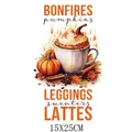 Autocollant de transfert thermique citrouille latte pour vêtements DIY 15x25cm - Café au Lait à la Citrouille (DS0758)
