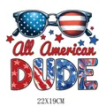 All American Dude Bügelbild mit einem patriotischen US-Flaggen-Sonnenbrillen-Motiv für DIY - American Dude Sonnenbrille (DS0377)