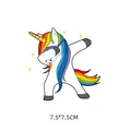 Cute rainbow dabbing unicorn heat transfer patch for children's clothing 7.5cm - Dabbing Unicorn Style (AT066) / 7.5x7.5cm
