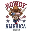Western cowboy cow heat transfer decal for t-shirts, Howdy America design, 18x22cm - Highland Cow Style (DS0537) / 18x22cm