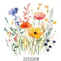 Watercolor wildflowers heat transfer sticker for clothes DIY, size 22x22cm. - Watercolor Wildflower Pattern (DF1452)