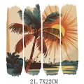 Vintage tropical beach palm tree sunset heat transfer patch for t-shirts 21.7x22cm size - DS1503-Retro Striped Sunset Style