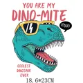 Cool cartoon dinosaur heat transfer sticker for DIY clothing customization and craft - 18.6x23cm