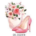 Autocollant transfert thermique DIY fleurs et talons hauts pour vêtements, 20,5x24cm - 20.5x24cm