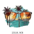 Summer beach sunglasses design heat transfer patch for DIY clothing decals, 25x18.9cm. - Ocean View Sunglasses (DS0341) / 25X18.9CM