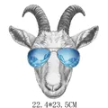 Cool goat with blue mirrored sunglasses heat transfer decal for DIY apparel, 22.4x23.5cm - 22.4x23.5cm