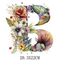 Floral letter B watercolor heat transfer decal patch for clothes and bags 20.3x22cm - Letter B Style (DS0107)