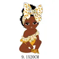 Cute cartoon Black baby girl heat transfer sticker for DIY clothing with yellow bow - Yellow Bow Baby Girl Style (DH1397)