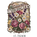 Vintage wildflower heat transfer patch for clothing, 17.7x24cm size illustration - DS1504-Retro Wildflowers Motto Style