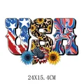 Independence Day DIY Aufbügelflicken mit USA-Buchstaben und Sonnenblumen 24x15cm - Sanddrift-USA-Buchstaben (DS0381)