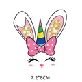 Autocollant de transfert thermique licorne et oreilles de lapin pour vêtements DIY, 7,2x8 cm - Licorne Nœud Oreille de Lapin (AT0579)