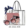 Modischer Thermo-Transfer-Aufkleber mit Handtasche und Parfüm-Illustration, Größe 20.2x22.6cm - Rosa Besetzte Handtasche (DS088) / 20.2x22.6cm