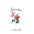 Heat transfer sticker featuring pink rose, butterfly and Grandma text, 5.4x8.3cm - Grandma Pink Rose Butterfly Style (AT034) / 5.4x8.3cm